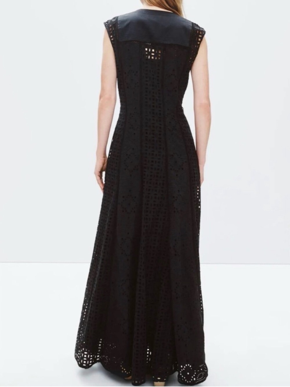 Veronica Beard Alina Cotton Eyelet Maxi Dress, Black, 0, EUC - Picture 5 of 16